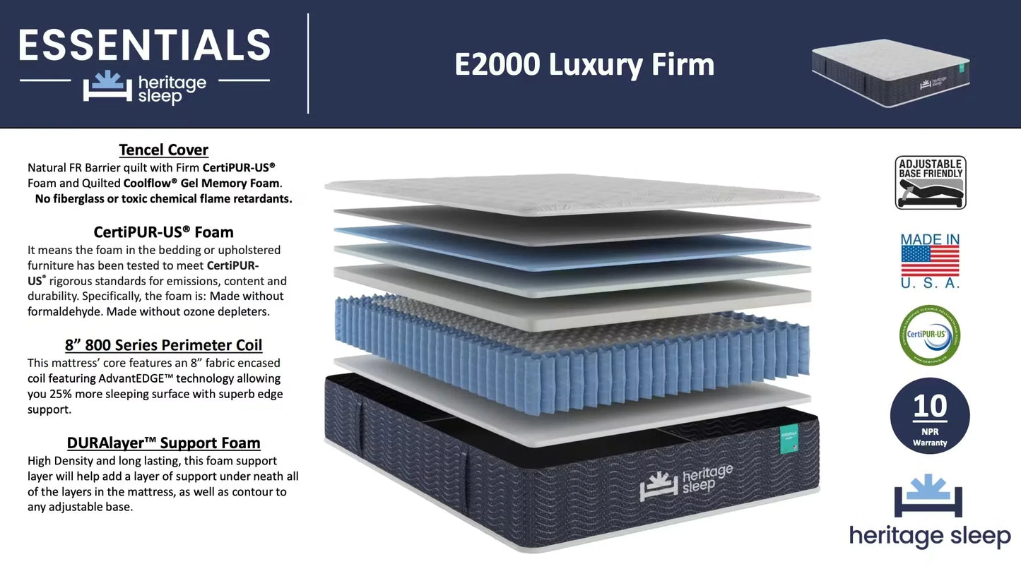 Heritage Sleep E2000 Firm Queen Mattress