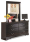 Huey Vineyard Twin Sleigh Headboard Bed with Mirrored Dresser, Chest and Nightstand