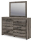 Graystorm King Panel Bed with Mirrored Dresser