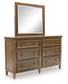 Sturlayne King Upholstered Panel Bed with Mirrored Dresser