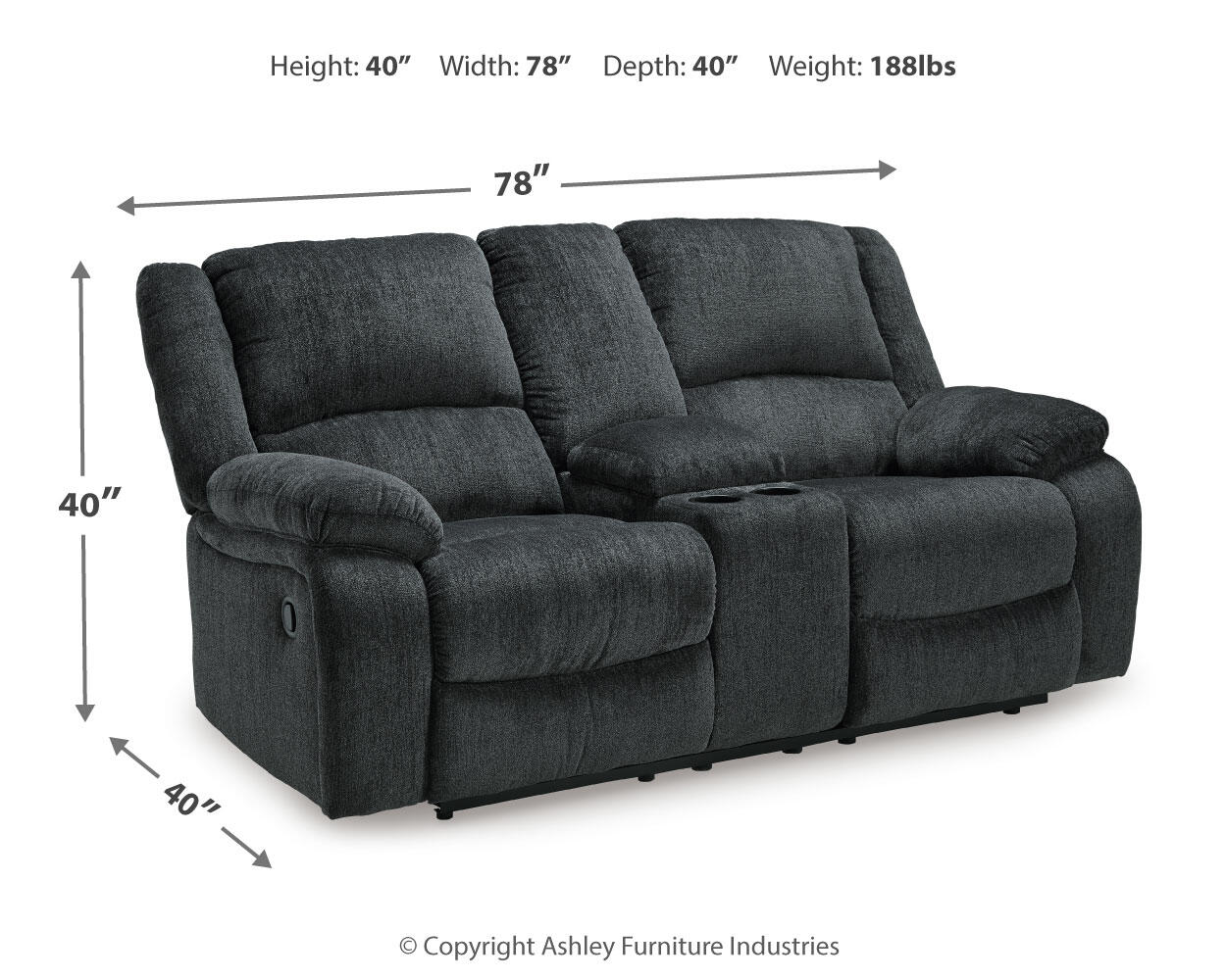 Draycoll DBL Rec Loveseat w/Console