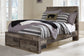Derekson Full Panel Bed with 2 Storage Drawers with Mirrored Dresser and 2 Nightstands