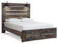 Drystan Queen Panel Bed with 2 Storage Drawers with Mirrored Dresser and 2 Nightstands