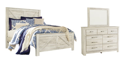 Bellaby  Crossbuck Panel Bed With Mirrored Dresser